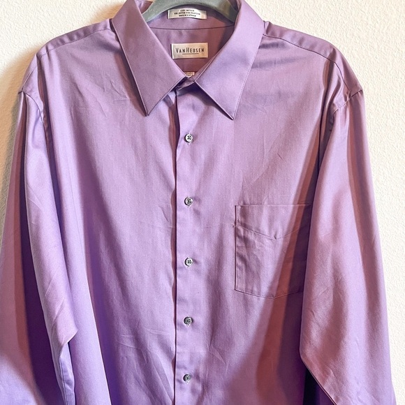 Van Heusen Big Fit Stretch Flex Wrinkle Free Dress Shirt Lavender - Picture 2 of 15